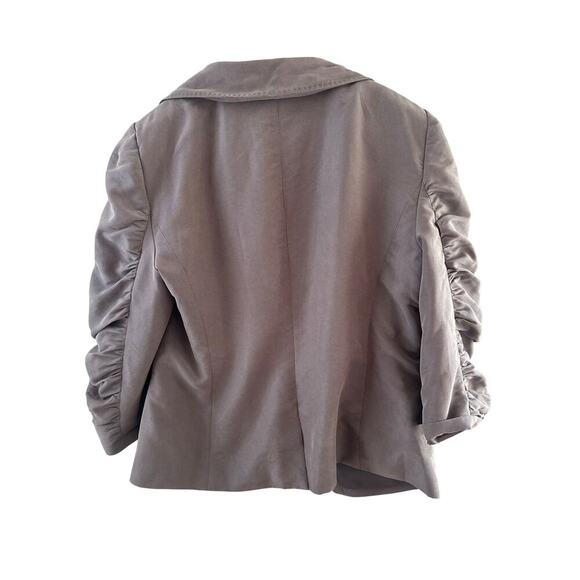 Taupe Ruched Sleeve Blazer – The Limited Chic Neutral Layer Large - Picture 4 of 4